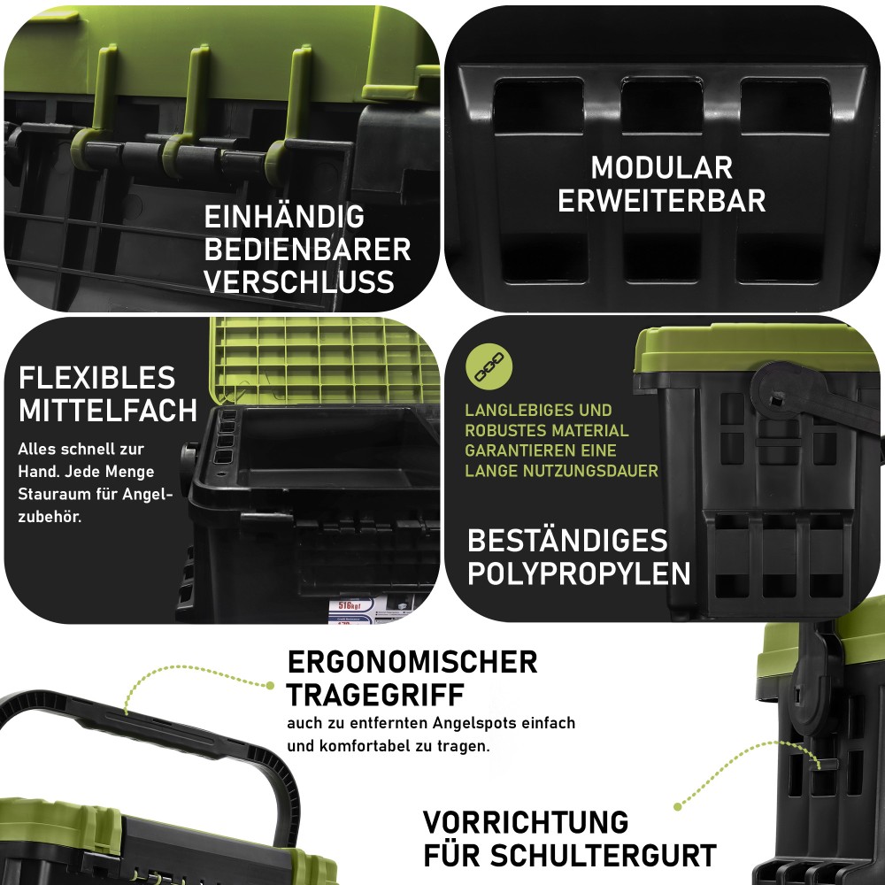 Pro Tackle Competition Angelkoffer XL - 54 x 35 x 34.30cm - Black/Olive