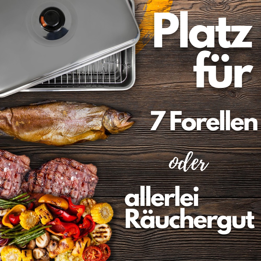 Eversmoke Tischräucherofen Edelstahl Deluxe - Smoker 55x23x18cm