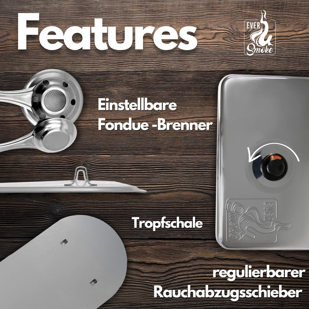 Eversmoke Tischräucherofen Edelstahl Deluxe - Smoker 55x23x18cm