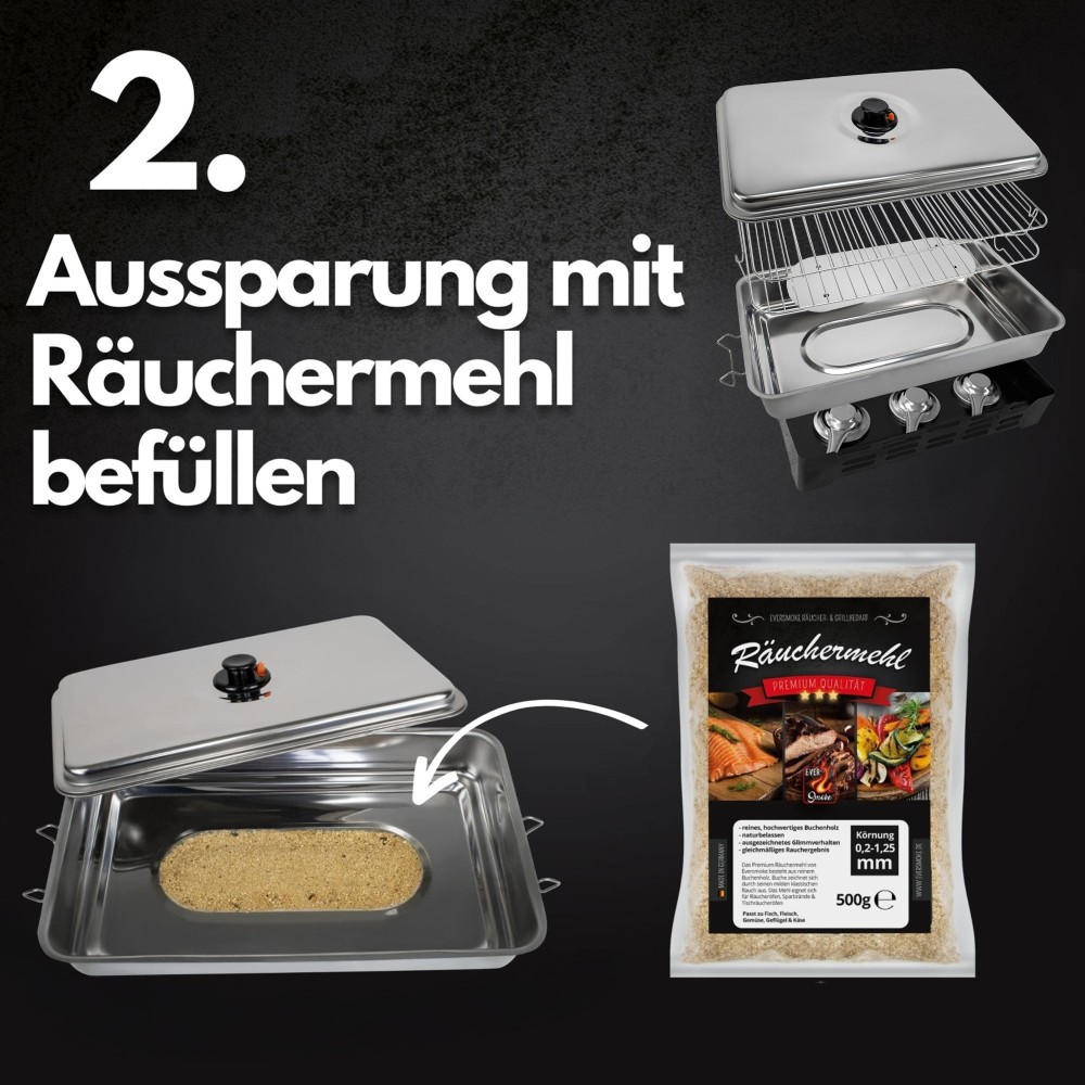 Eversmoke Tischräucherofen Edelstahl Deluxe - Smoker 55x23x18cm