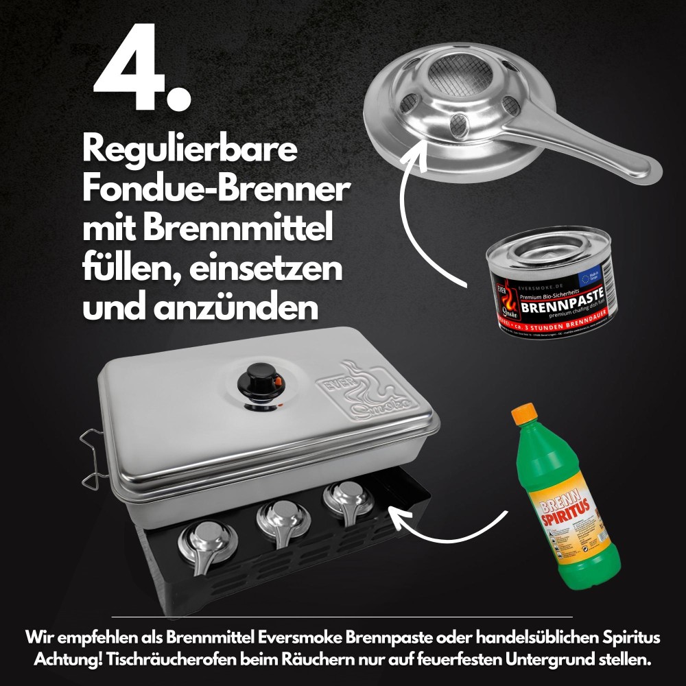 Eversmoke Tischräucherofen Edelstahl Deluxe - Smoker 55x23x18cm