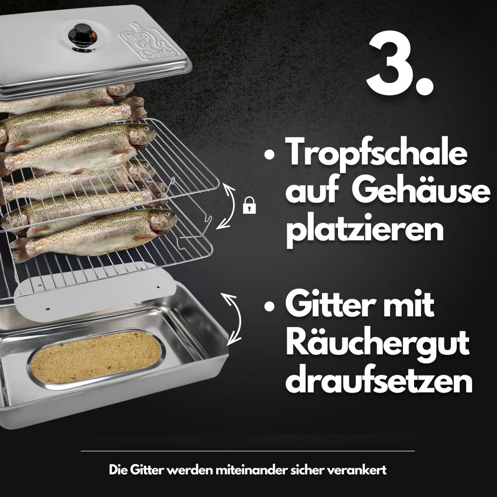 Eversmoke Tischräucherofen Edelstahl Deluxe - Smoker 55x23x18cm