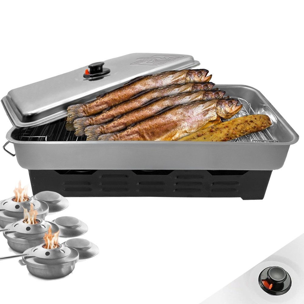 Eversmoke Tischräucherofen Edelstahl Deluxe - Smoker 55x23x18cm