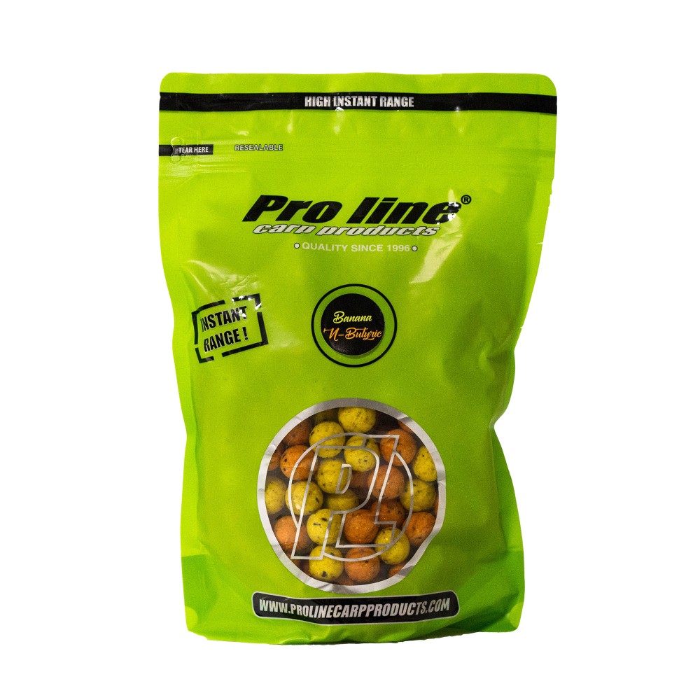 Pro line High Instant Readymades Boilies Banana ´n Butyric - gelb/orange - 1kg - 15mm