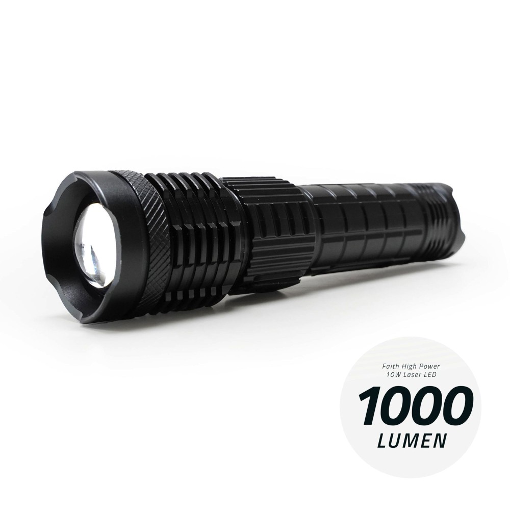 Faith High Power Laser LED - 10W - Flashlight - Rechargeable - Taschenlampe wiederaufladbar wiederaufladbar