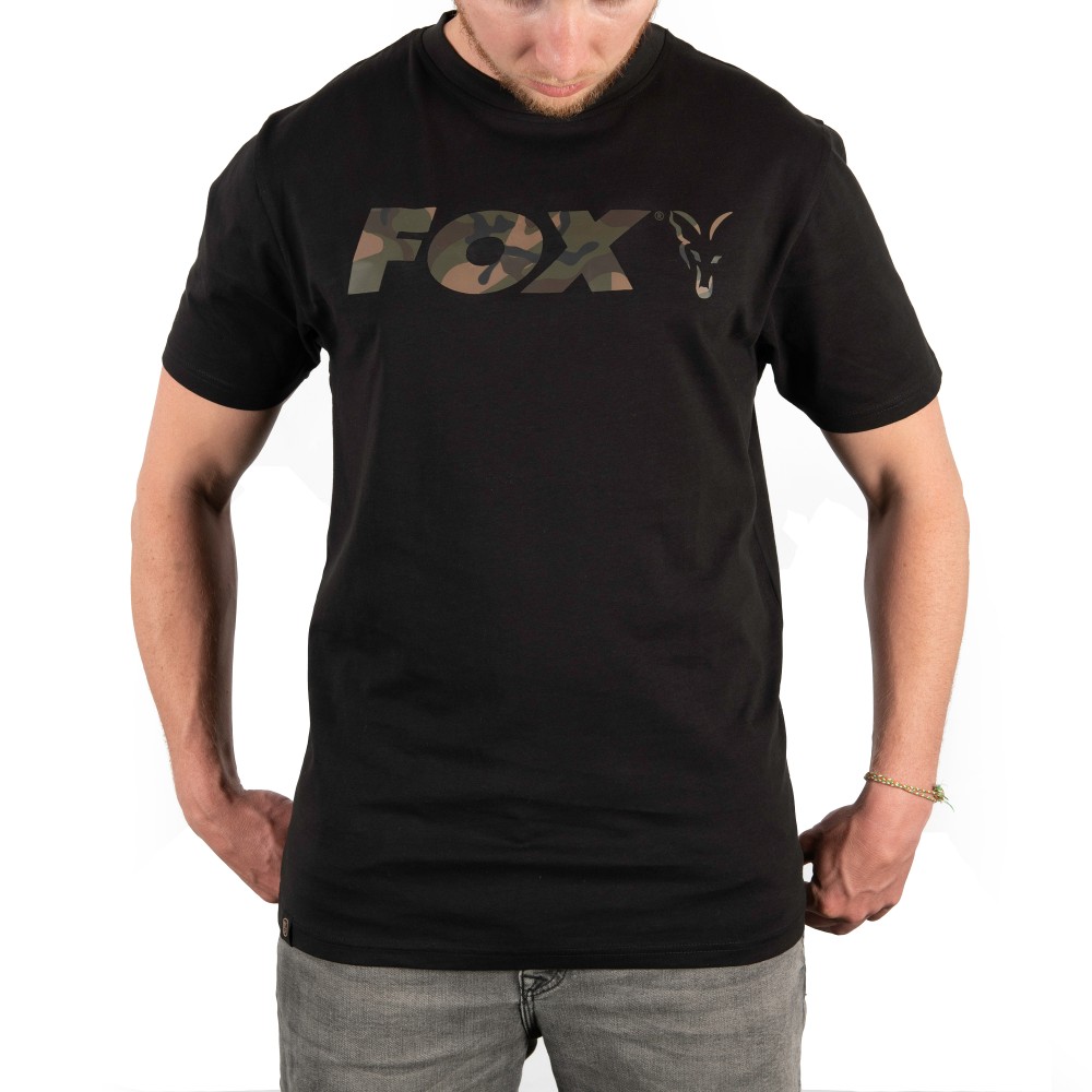 Fox Black/Camo Print T-Shirt Gr. L - schwarz