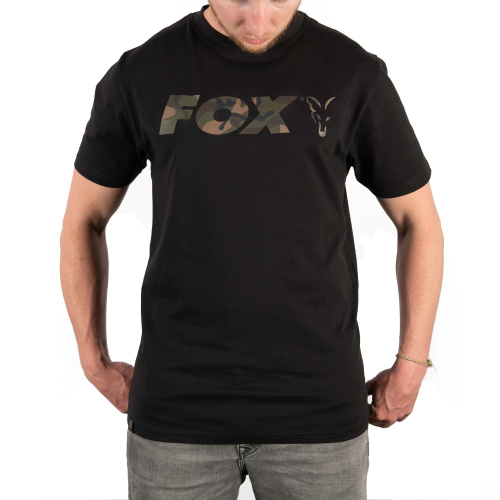 Fox Black/Camo Print T-Shirt Gr. XL - schwarz