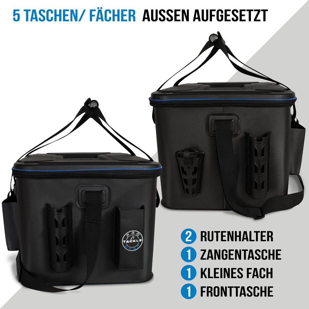 Pro Tackle EVA Bag I Tackle Bakkan + Senshu Abhakmatte + 3 Zangen + Boxen - Angeltasche 48x36x28cm