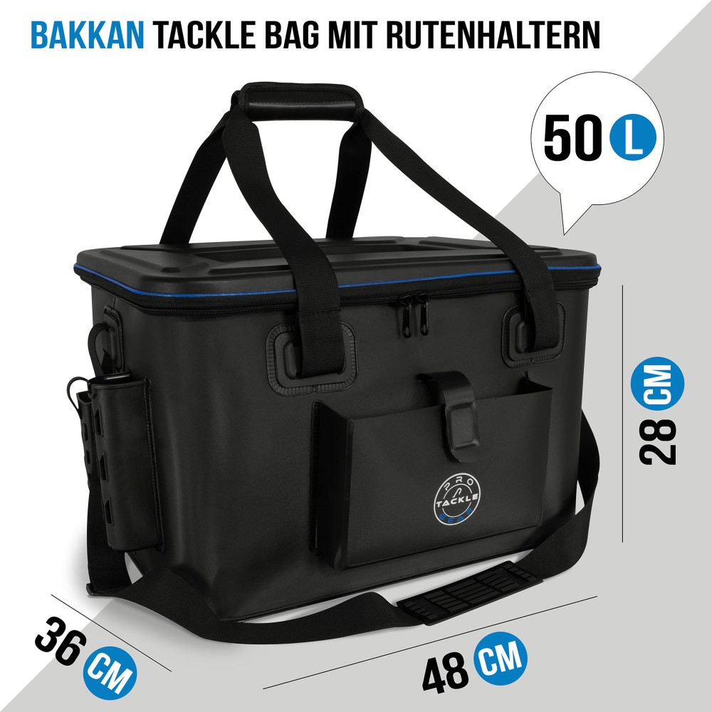 Pro Tackle EVA Bag I Tackle Bakkan + Senshu Abhakmatte + 3 Zangen + Boxen Angeltasche 48x36x28cm
