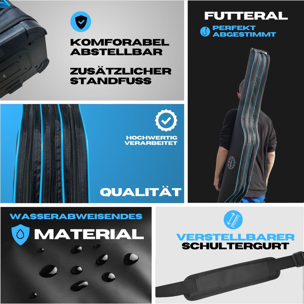 Pro Tackle STRIKE 3 Rod Hard Case - Futteral Schwarz - 146cm