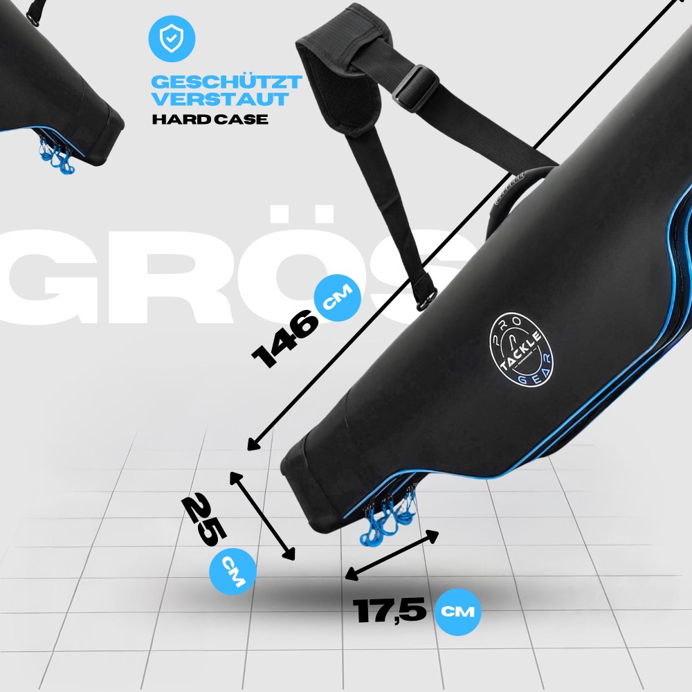 Pro Tackle STRIKE 3 Rod Hard Case - Futteral Schwarz - 146cm