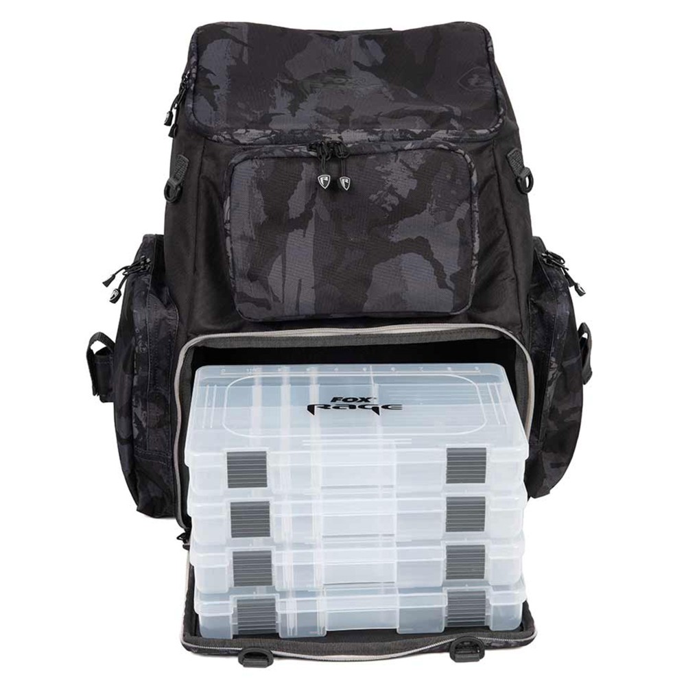 Fox Rage Camo Voyager Rucksack (incl. Tackle Boxen) 32x28x39cm - + 5 Boxes