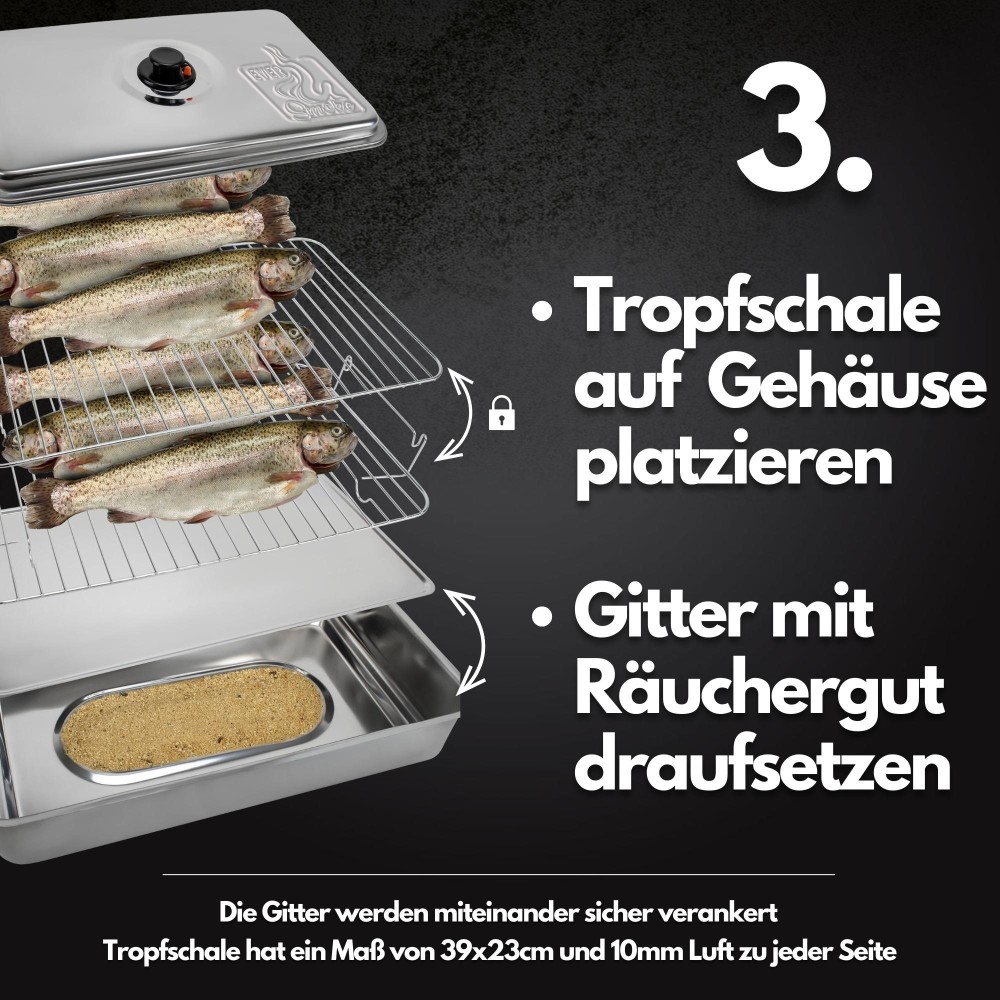 Eversmoke Deluxe Edelstahl Tischräucherofen - Smoker 40x25x19cm - 1Stück
