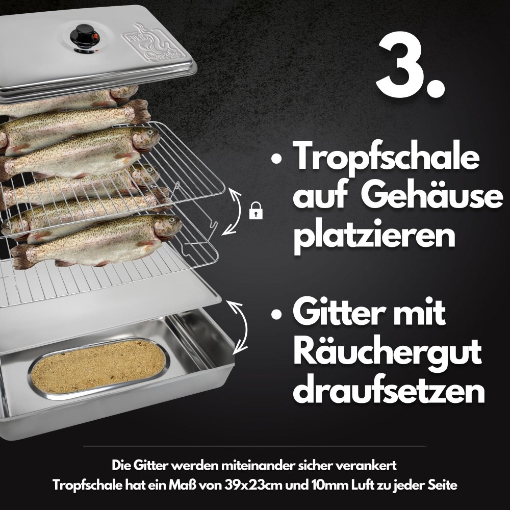 Eversmoke Deluxe Edelstahl Tischräucherofen Smoker 40x25x19cm - 1Stück