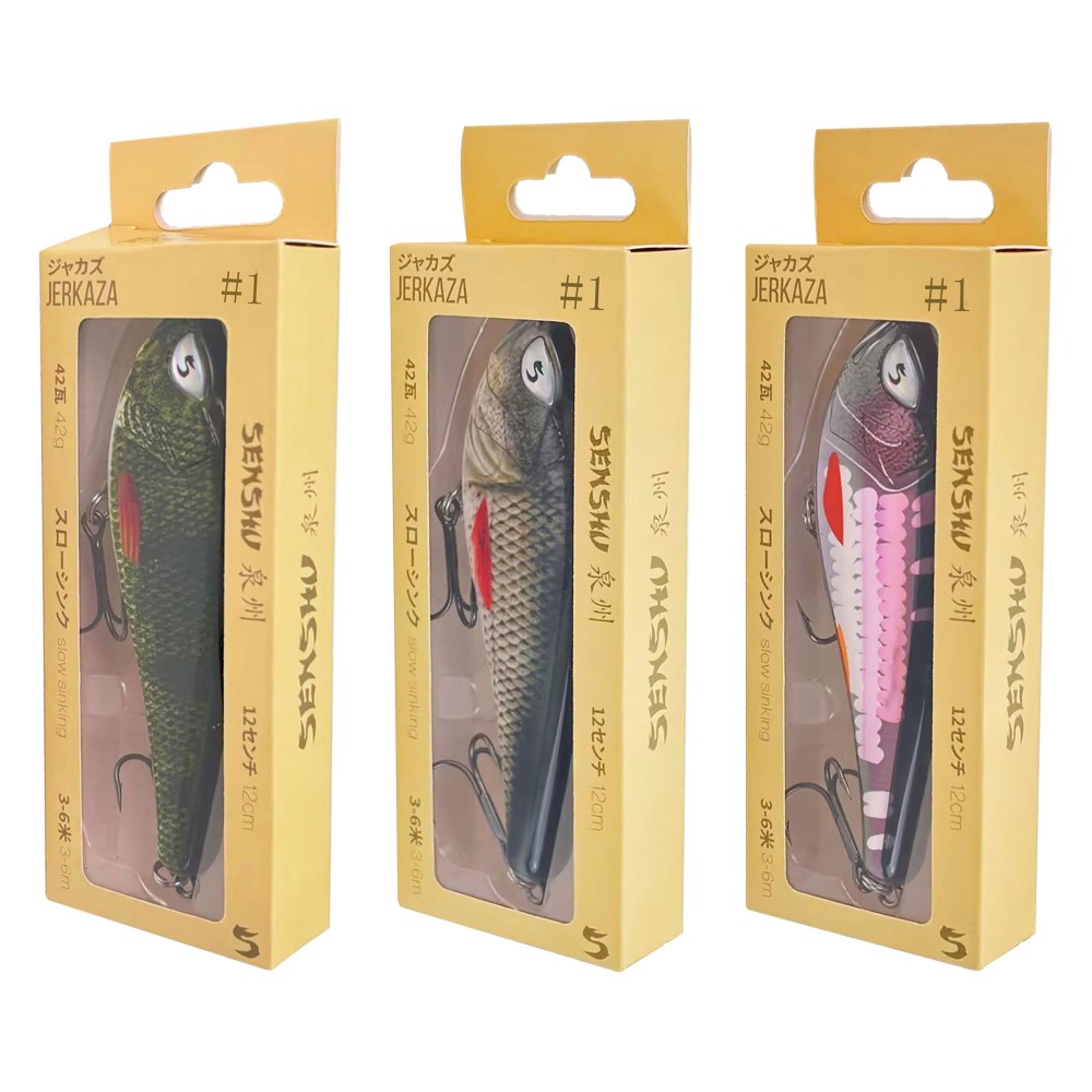 Senshu Jerkaza 3er Set - Jerkbait 12cm - Perch/Roach/Purple Scale - 42g