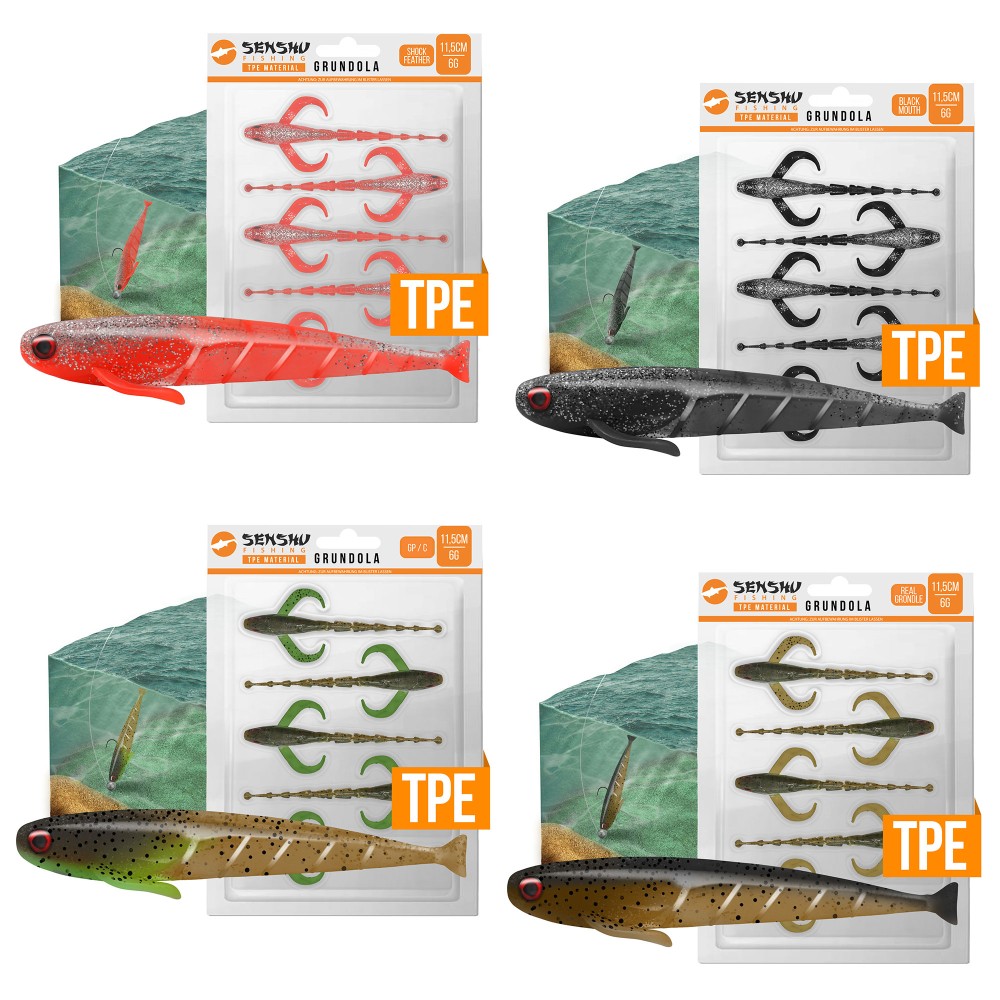 Senshu Grundola Clearwater Set - Gummifisch gemischt - 11,5cm - 6 g- 4 x 5 Stück