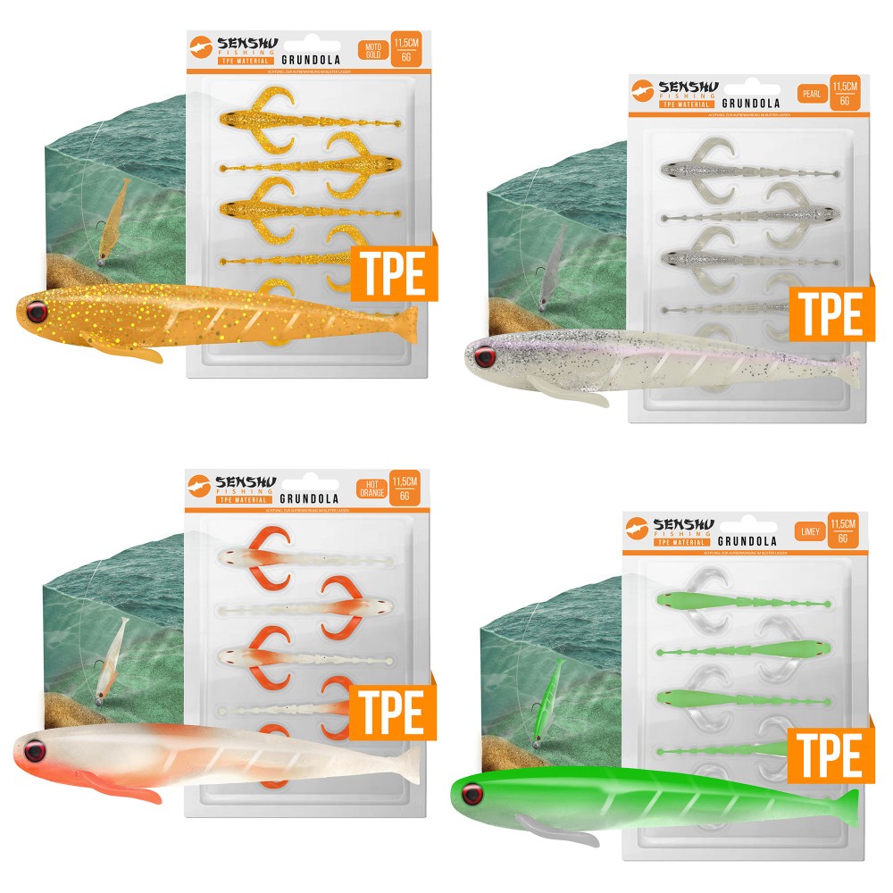 Senshu Grundola Darkwater Set - Gummifisch gemischt - 11,5cm - 6 g- 4 x 5 Stück