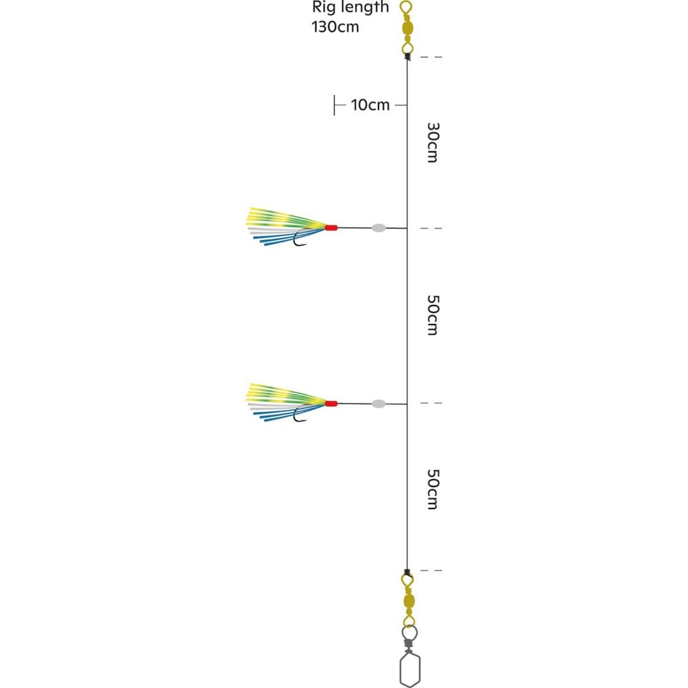 Kinetic Sabiki Flasher UV - Meeresvorfach Green/Yellow/Blue - 130cm - #7/0 - 1 Stück