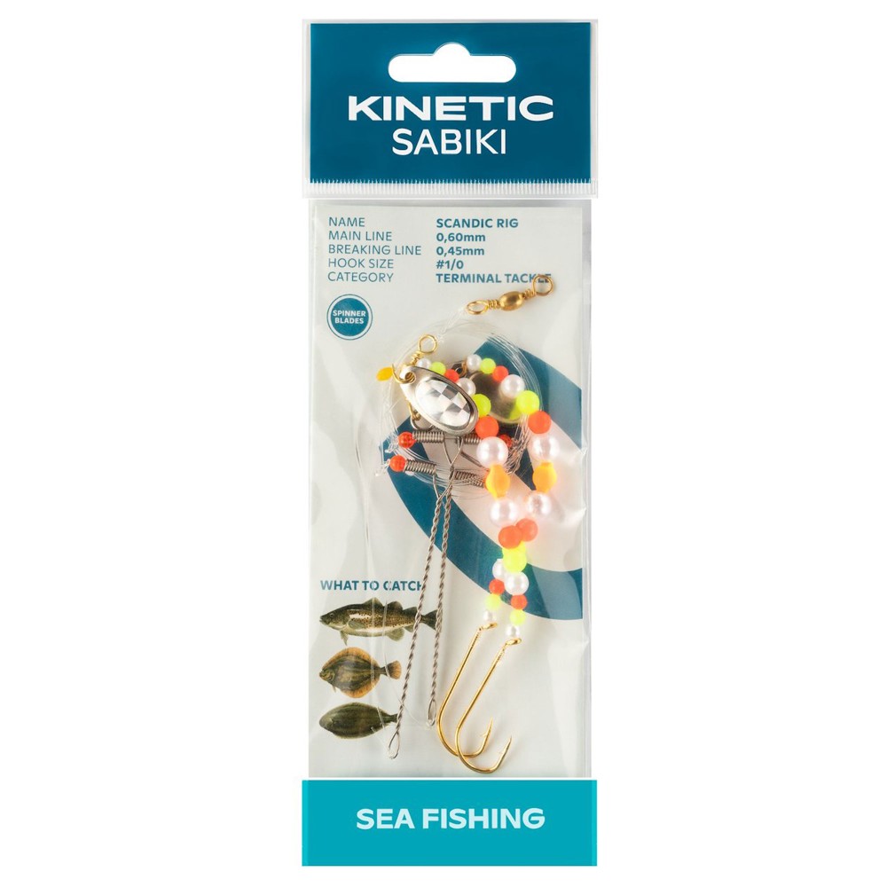 Kinetic Scandic Rig - Brandungsvorfach Pearl/Yellow/Orange - 110cm - #1/0 - 1 Stück