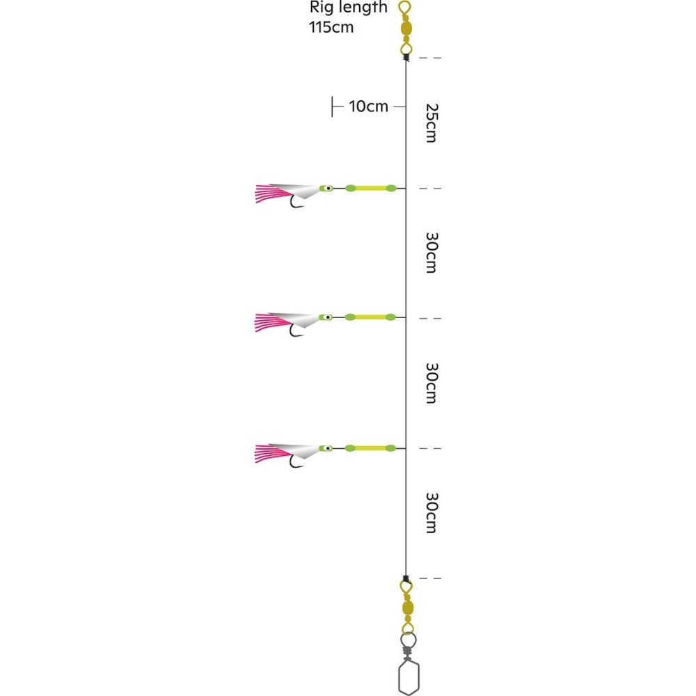 Kinetic Sabiki Sun Tail Lightstick - Meeresvorfach Pink/Yellow - 115cm - #4/0 - 1 Stück