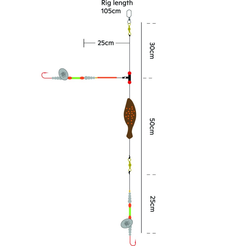 Kinetic Sabiki Flatdab Lightstick - Plattfischvorfach Red/Brown - 110cm - 90g - #2 - 1 Stück