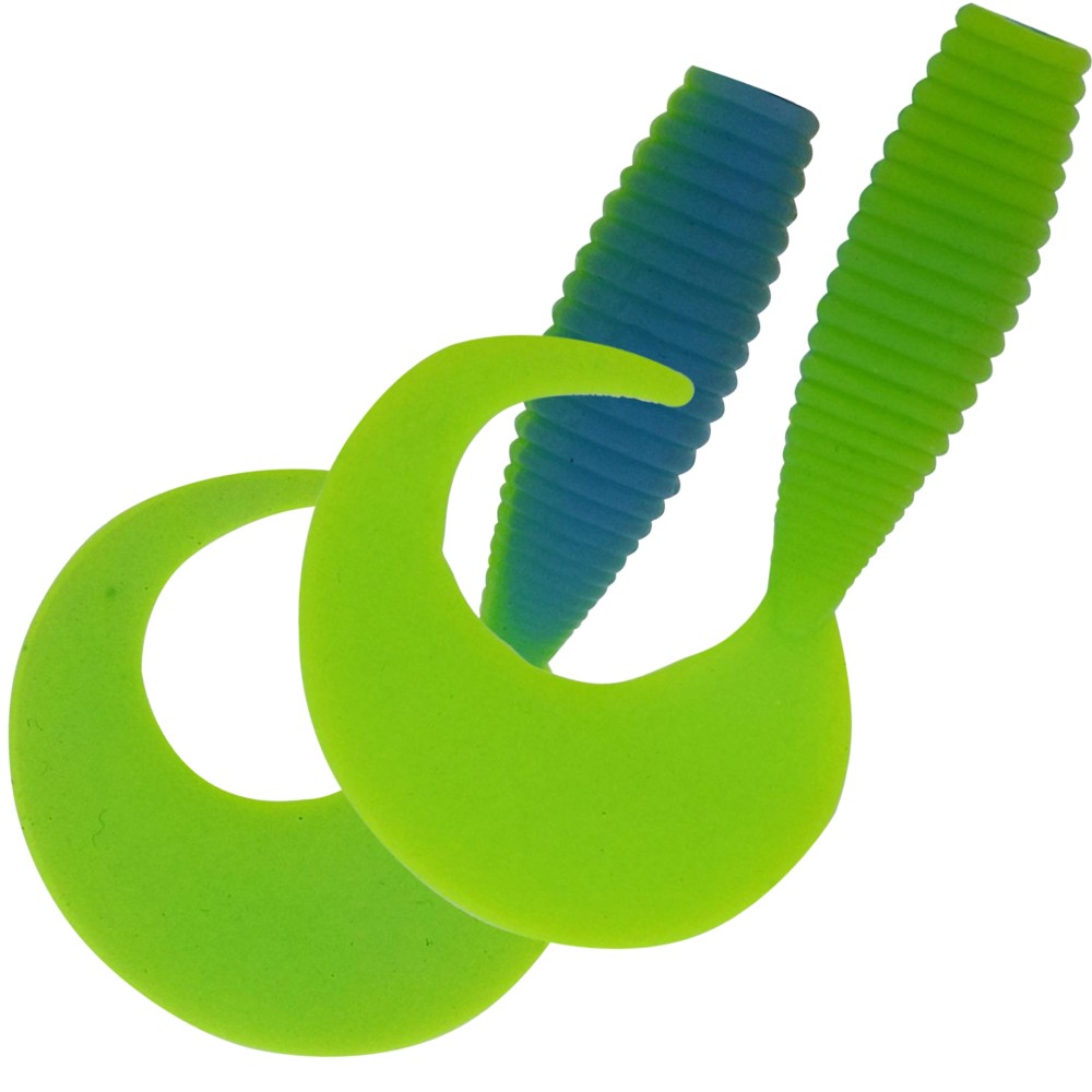 Kinetic Curlypup - Twister Baby Blue/Chartreuse - 5,1cm - 2g - 10 Stück