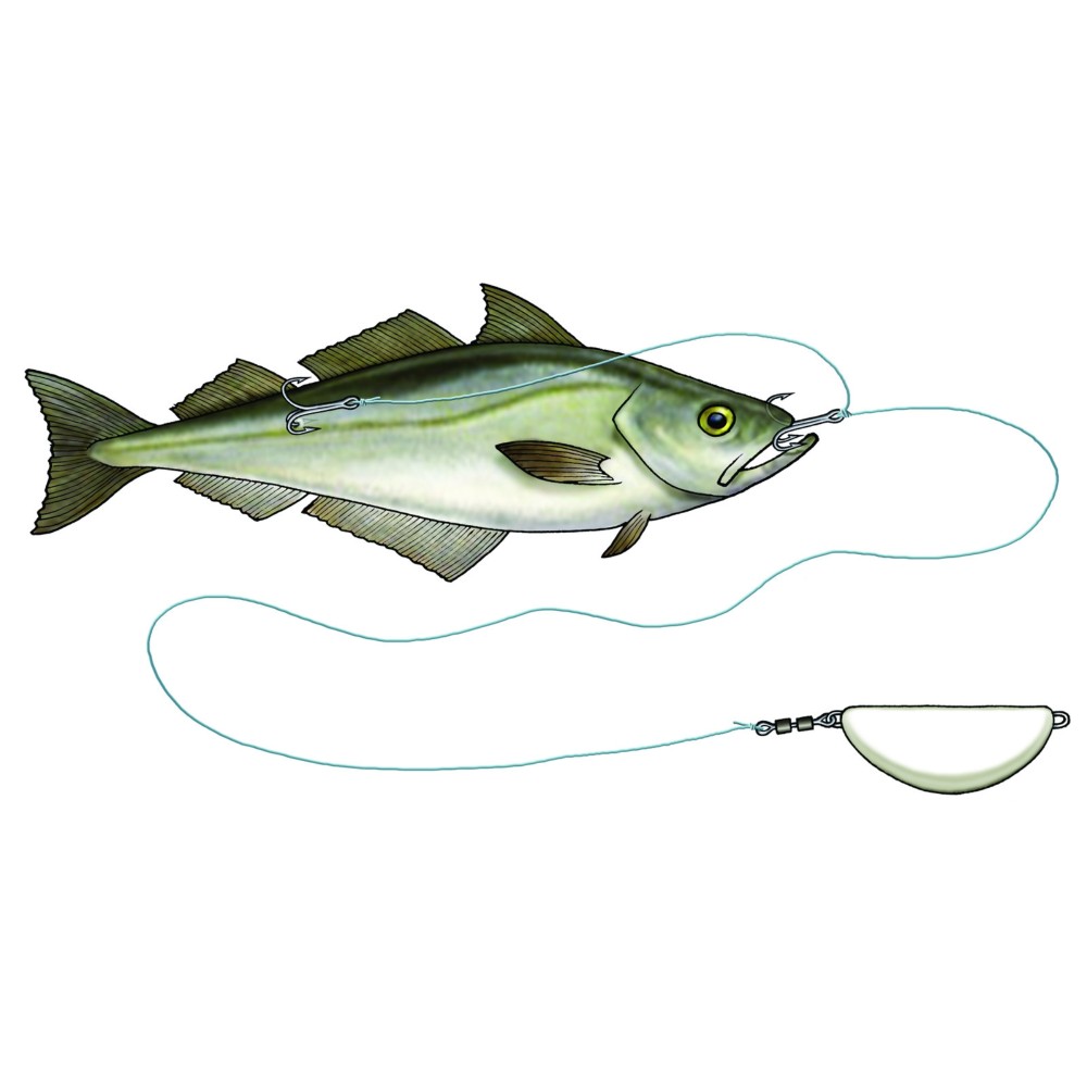 Westin Halibut Anti Twist Rig - Naturködervorfach Glow - 350g