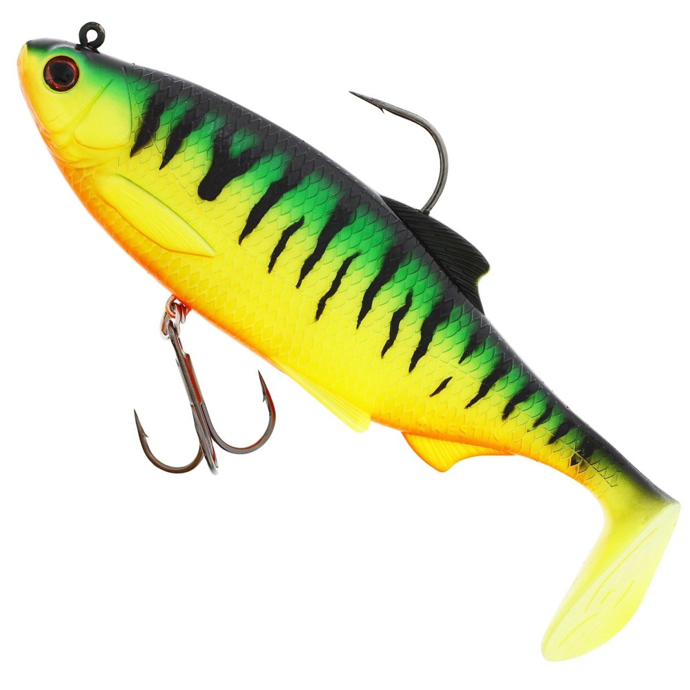 Westin Ricky The Roach Shadtail R2F - vormontierter Gummifisch Firetiger - 18cm - 113g