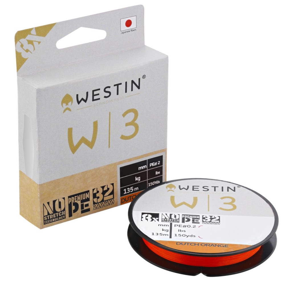 Westin W3 8-Braid Dutch Orange - Geflochtene Schnur Dutch Orange - 0,10mm - 3,5kg - 135m