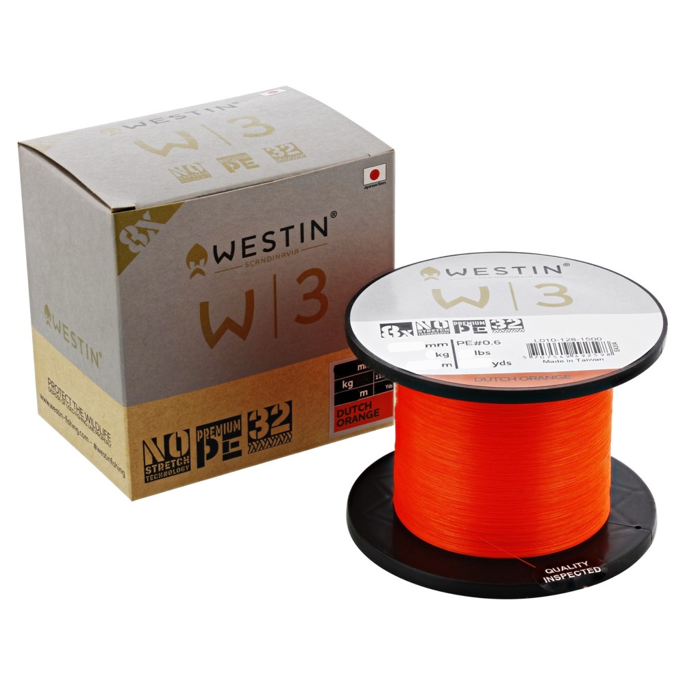 Westin W3 8-Braid Dutch Orange 1500m/1640yds - Geflochtene Schnur Dutch Orange - 0,45mm - 41,4kg - 1200m