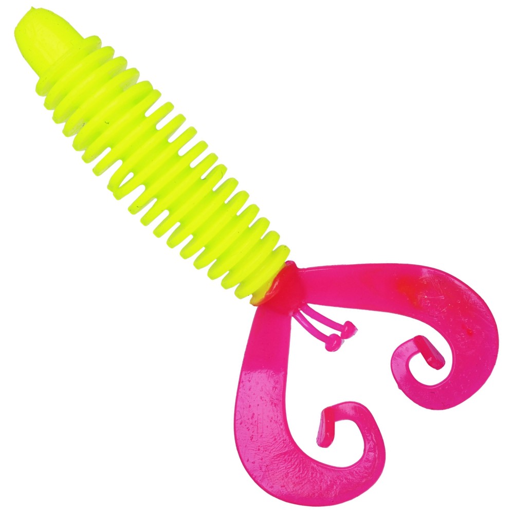Westin RingCraw - Twister Chartreuse/Pink - 6cm - Banana - 8 Stück