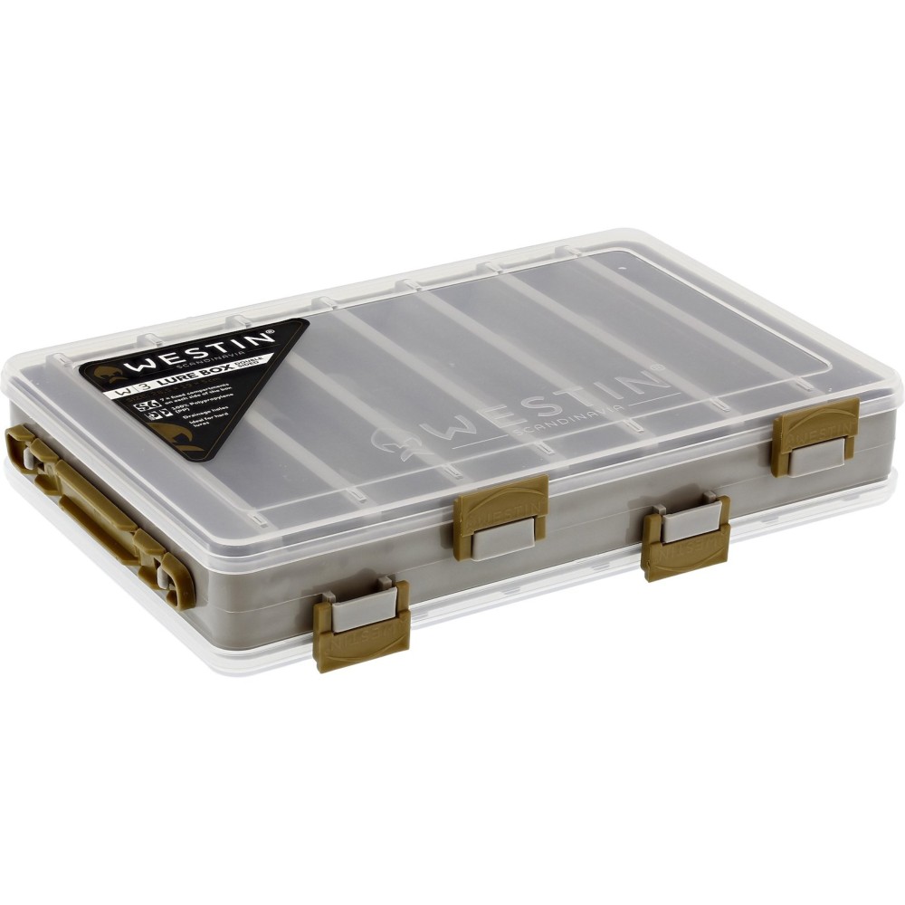 Westin W3 Lure Box Double Sided - Wobblerbox Grey/Clear - S6 - 20.5 x 17 x 4.8 cm - 1 Stück