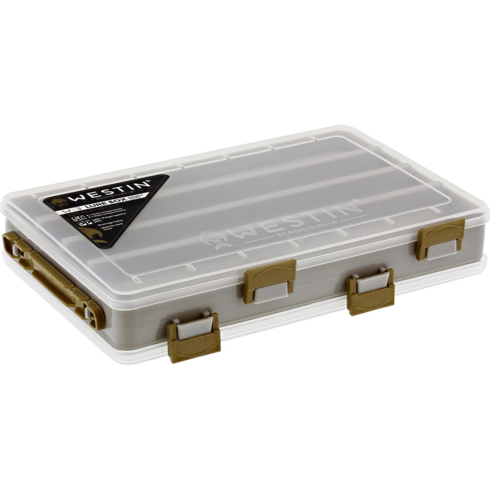 Westin W3 Lure Box Double Sided - Wobblerbox Grey/Clear - S8 - 20.5 x 17 x 4.8 cm - 1 Stück