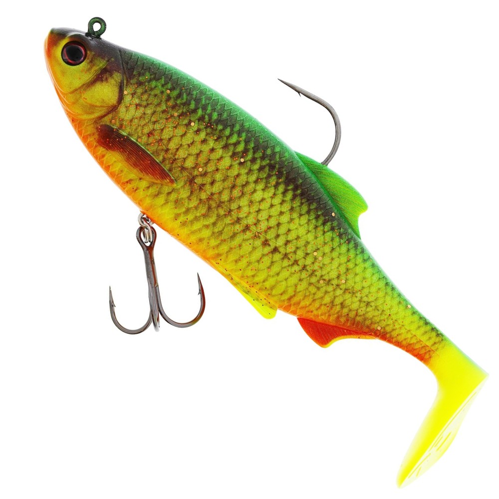Westin Ricky The Roach Shadtail R2F - vormontierter Gummifisch Firetiger Rudd - 14cm - 57g