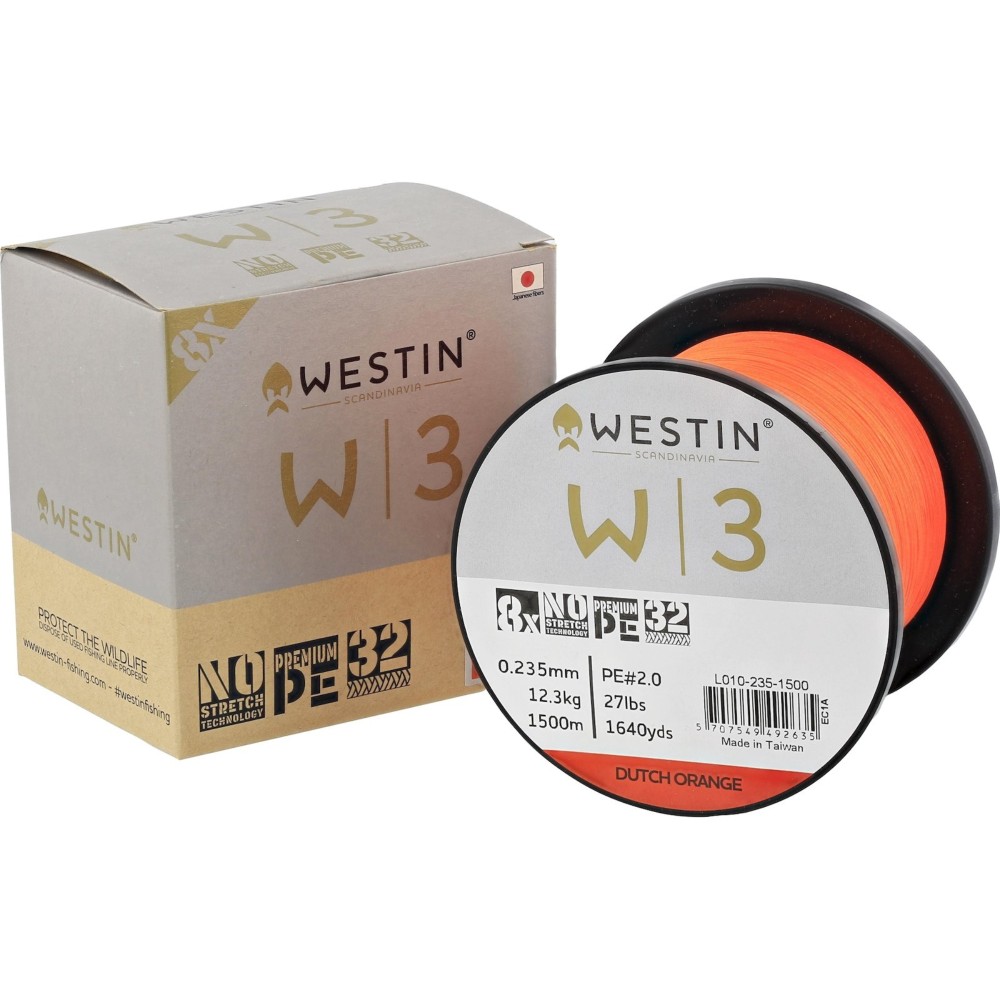 Westin W3 8 Braid Dutch Orange - Geflochtene Schnur Dutch Orange - 0,128mm - 5kg - 3000m
