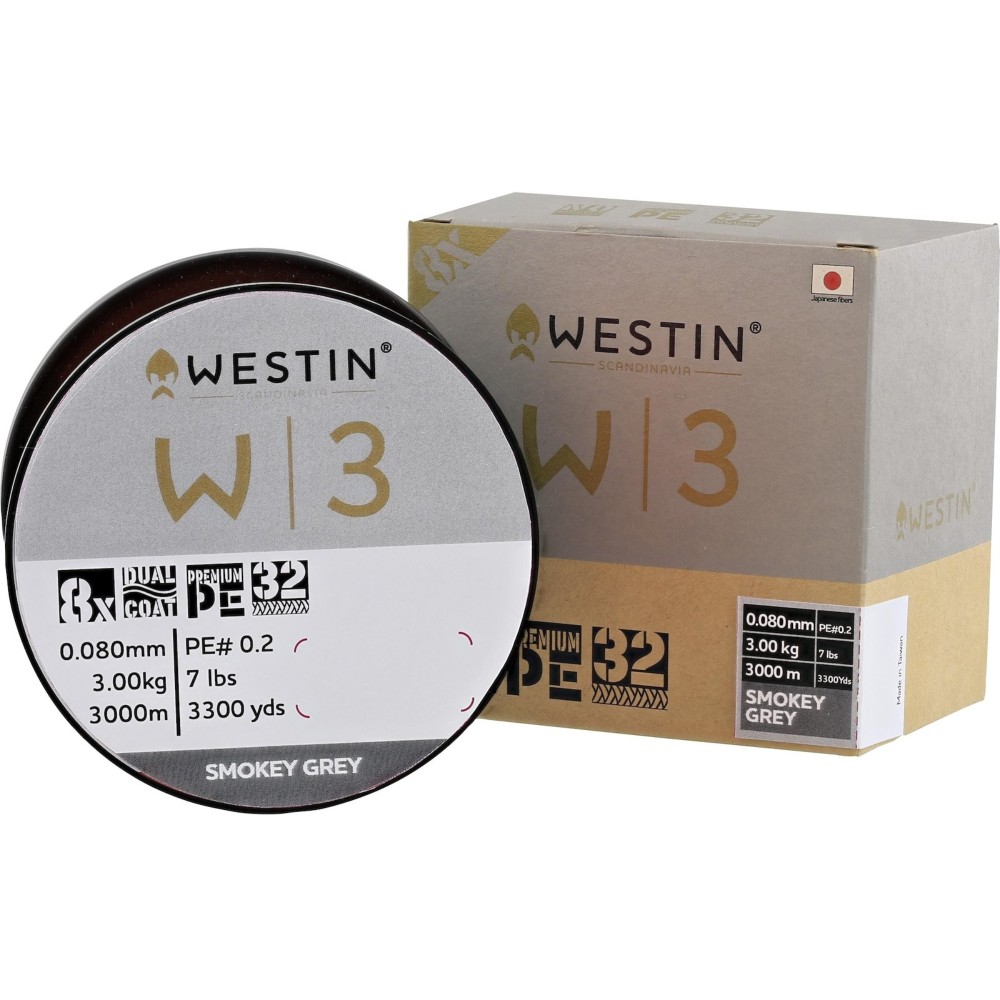 Westin W3 8 Braid Smokey Grey - Geflochtene Schnur Smokey Grey - 0,205mm - 10,1kg - 3000m