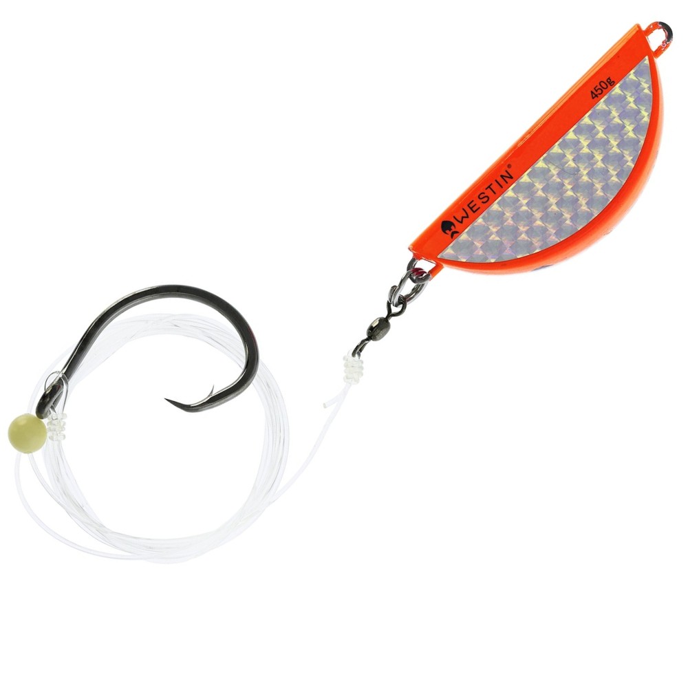 Westin Halibut Anti Twist Rig Circle Hook - Naturködervorfach Orange Flash - 550g - 1 Stück
