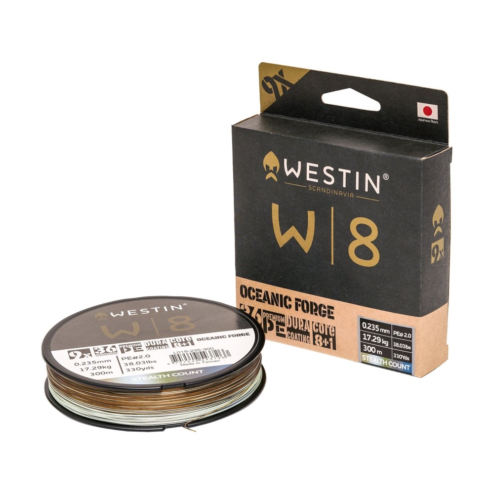Westin W8 9-Braid Oceanic Forge - Geflochtene Schnur Stealth Count - 0.235mm - 17.29kg - 300m